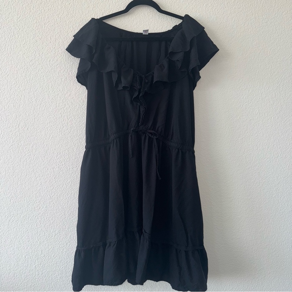 Old Navy Black Ruffle Sleeve Midi Dress 3X - Picture 2 of 6